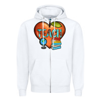 White teach heart Zipper Hoodie - JahusDesignShop