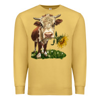 Antique Gold hereford heifer with sunflower Premium Sweatshirt - LillyAllenDesigns