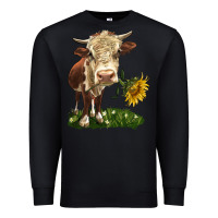 Black hereford heifer with sunflower Premium Sweatshirt - LillyAllenDesigns