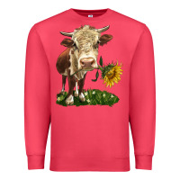 Cardinal hereford heifer with sunflower Premium Sweatshirt - LillyAllenDesigns