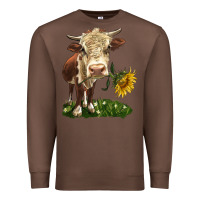 Chestnut hereford heifer with sunflower Premium Sweatshirt - LillyAllenDesigns