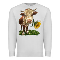 Dove Grey hereford heifer with sunflower Premium Sweatshirt - LillyAllenDesigns