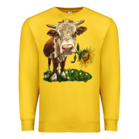 Lemon hereford heifer with sunflower Premium Sweatshirt - LillyAllenDesigns