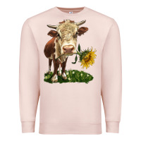 Pale Pink hereford heifer with sunflower Premium Sweatshirt - LillyAllenDesigns