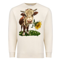 Sandshell hereford heifer with sunflower Premium Sweatshirt - LillyAllenDesigns