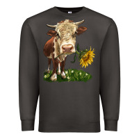 Smoke hereford heifer with sunflower Premium Sweatshirt - LillyAllenDesigns