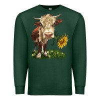 Sports Green hereford heifer with sunflower Premium Sweatshirt - LillyAllenDesigns