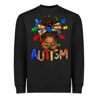 Black Autism Awareness afro messy bu Heavyweight Sweatshirt - texasbilliewilder