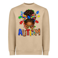 Mushroom Autism Awareness afro messy bu Heavyweight Sweatshirt - texasbilliewilder