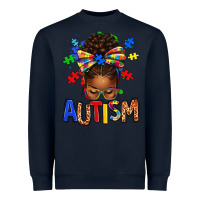 Navy Autism Awareness afro messy bu Heavyweight Sweatshirt - texasbilliewilder