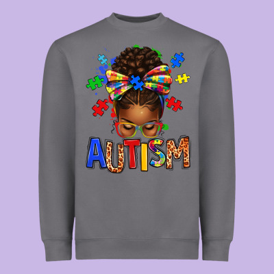 Autism Awareness Afro Messy Bu Heavyweight Sweatshirt Designed By Texasbilliewilder
