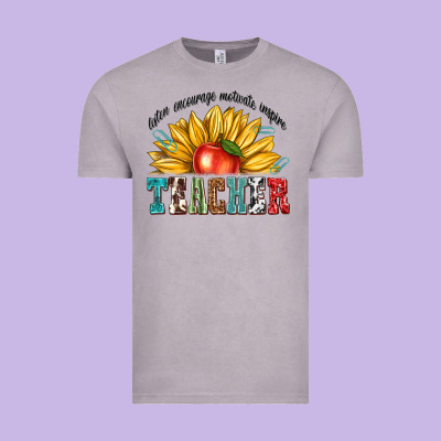 Vintage Tee teacher with sunflower