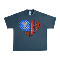 Midnight Navy 4th of july nurse heart flag Urban Heavy Tee - texasbilliewilder