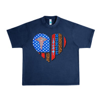Navy 4th of july nurse heart flag Urban Heavy Tee - texasbilliewilder