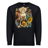 Black Hereford heifer with sunflower and leopard Premium Sweatshirt - LillyAllenDesigns