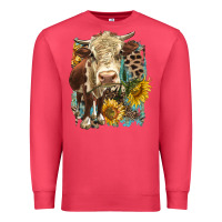Cardinal Hereford heifer with sunflower and leopard Premium Sweatshirt - LillyAllenDesigns