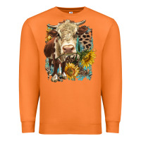 Carrot Hereford heifer with sunflower and leopard Premium Sweatshirt - LillyAllenDesigns