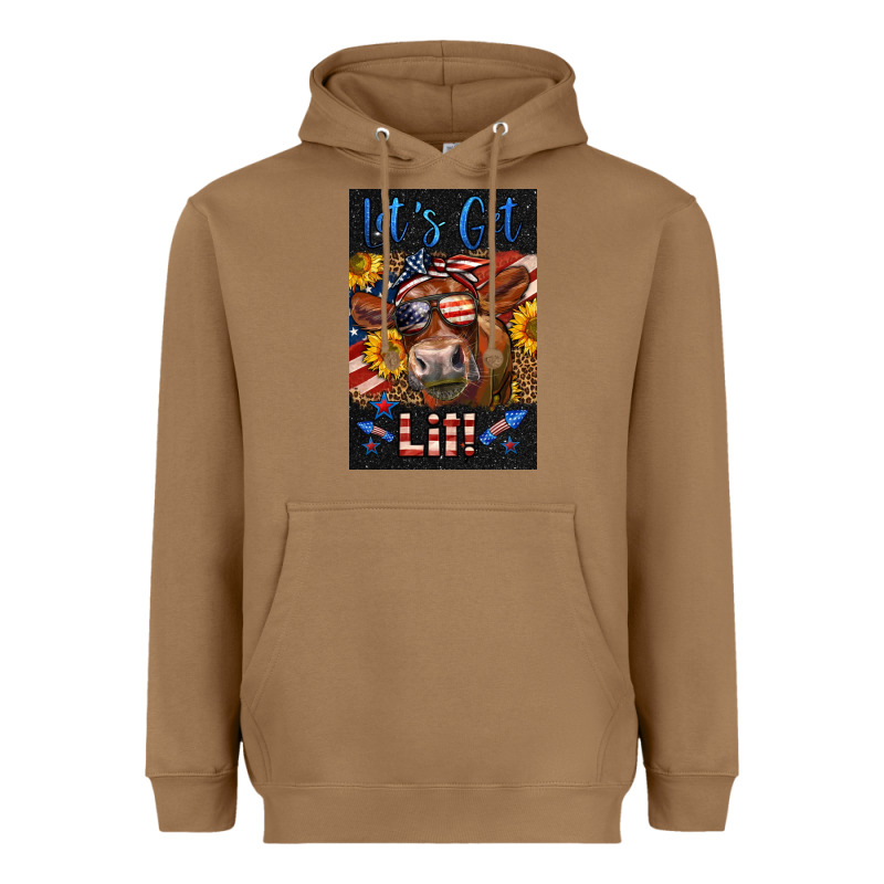 Western Let's Get Lit Cow Heavyweight Hoodie by LillyAllenDesigns | Teevron