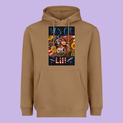 Western Let's Get Lit Cow Heavyweight Hoodie Designed By Lillyallendesigns