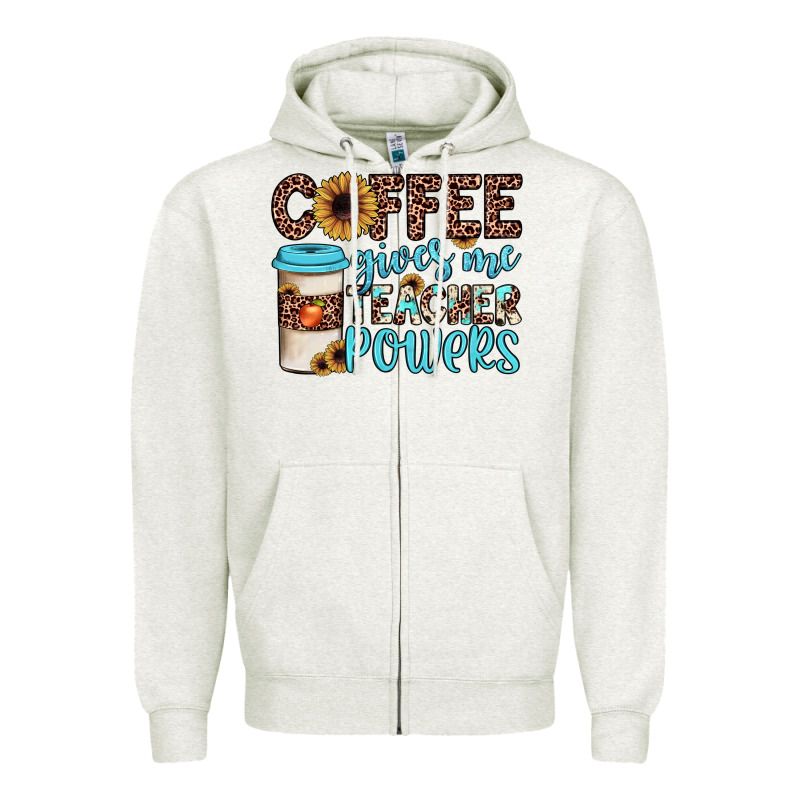 Coffee Gives Me Teacher Powers Zipper Hoodie by JahusDesignShop | Teevron