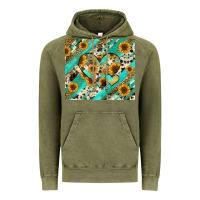 Vintage Olive leopard sunflower hearts Vintage Hoodie - RanaPortraitStore