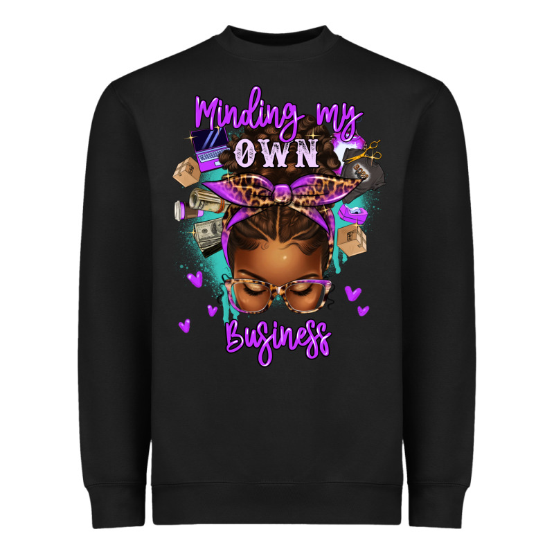 Minding My Own Business Afro Messy Bun Heavyweight Sweatshirt by texasbilliewilder | Teevron