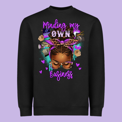 Minding My Own Business Afro Messy Bun Heavyweight Sweatshirt Designed By Texasbilliewilder