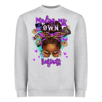 Heather Grey minding my own business afro messy bun Heavyweight Sweatshirt - texasbilliewilder