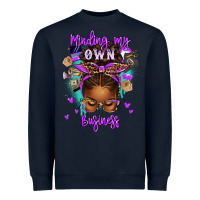 Navy minding my own business afro messy bun Heavyweight Sweatshirt - texasbilliewilder