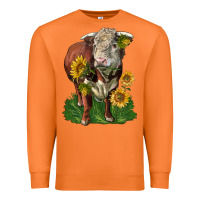 Carrot hereford bull with sunflowers Premium Sweatshirt - LillyAllenDesigns