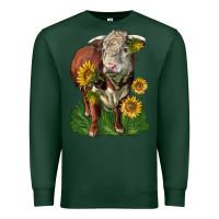 Sports Green hereford bull with sunflowers Premium Sweatshirt - LillyAllenDesigns