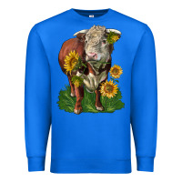 True Royal hereford bull with sunflowers Premium Sweatshirt - LillyAllenDesigns