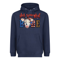 Navy Western Star Spangled Baby Cow Heavyweight Hoodie - LillyAllenDesigns