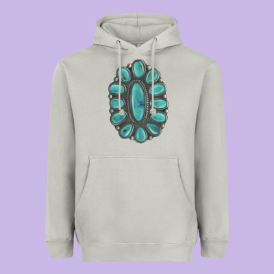 Turquoise Gemstone Jewelry Heavyweight Hoodie Designed By Lillyallendesigns