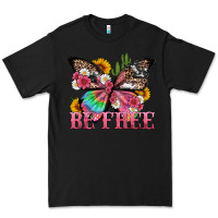 Black be free with butterfly and cactus flowers Premium Tee - Artiststas