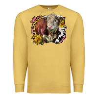 Antique Gold hereford bull western background Premium Sweatshirt - LillyAllenDesigns