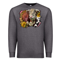 Charcoal Heather hereford bull western background Premium Sweatshirt - LillyAllenDesigns