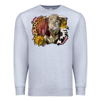 Heather Grey hereford bull western background Premium Sweatshirt - LillyAllenDesigns