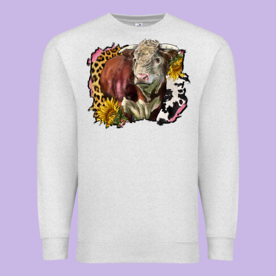 Hereford Bull Western Background Premium Sweatshirt Designed By Lillyallendesigns