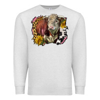 Oatmeal Heather hereford bull western background Premium Sweatshirt - LillyAllenDesigns