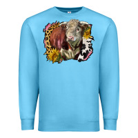 Ocean Blue hereford bull western background Premium Sweatshirt - LillyAllenDesigns