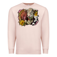 Pale Pink hereford bull western background Premium Sweatshirt - LillyAllenDesigns