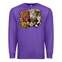 Purple hereford bull western background Premium Sweatshirt - LillyAllenDesigns