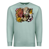 Seafoam hereford bull western background Premium Sweatshirt - LillyAllenDesigns