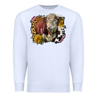 White hereford bull western background Premium Sweatshirt - LillyAllenDesigns