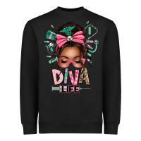 Black afro messy bun diva life Heavyweight Sweatshirt - texasbilliewilder