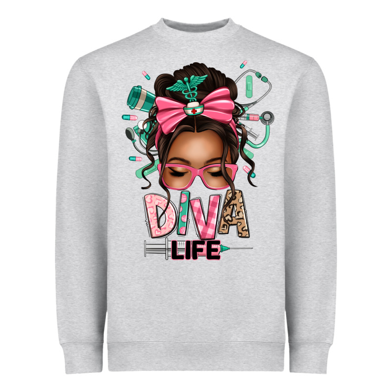 Afro Messy Bun Diva Life Heavyweight Sweatshirt by texasbilliewilder | Teevron