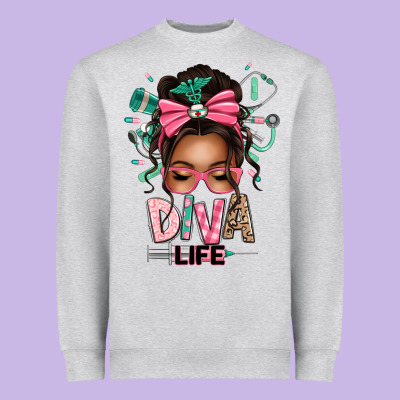Afro Messy Bun Diva Life Heavyweight Sweatshirt Designed By Texasbilliewilder