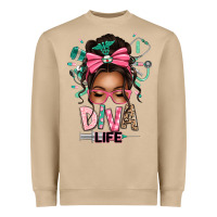 Mushroom afro messy bun diva life Heavyweight Sweatshirt - texasbilliewilder