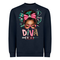 Navy afro messy bun diva life Heavyweight Sweatshirt - texasbilliewilder